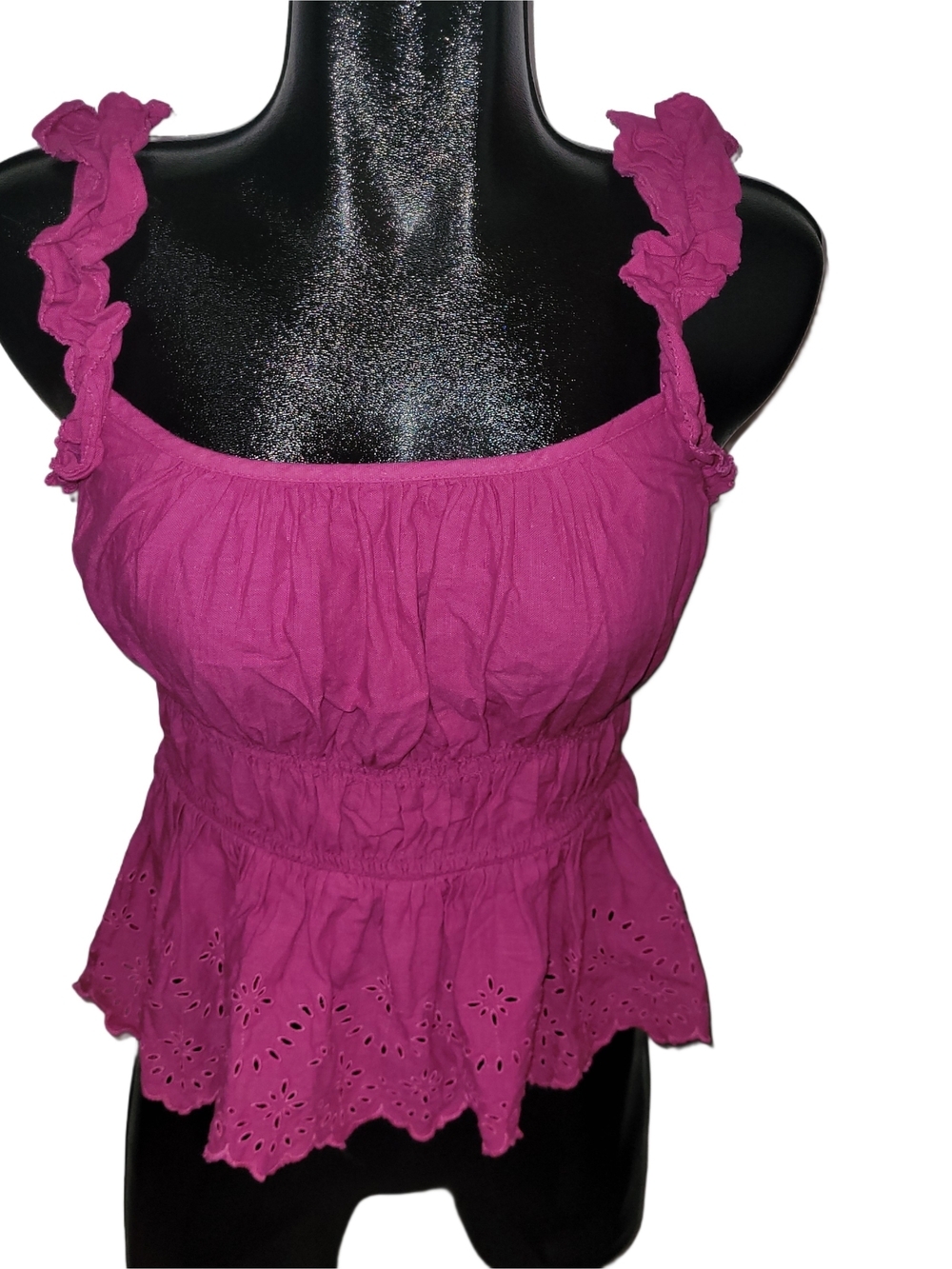 Old Navy Women’s Hot Pink Ruffle Strap Peplum Tank Top Size S